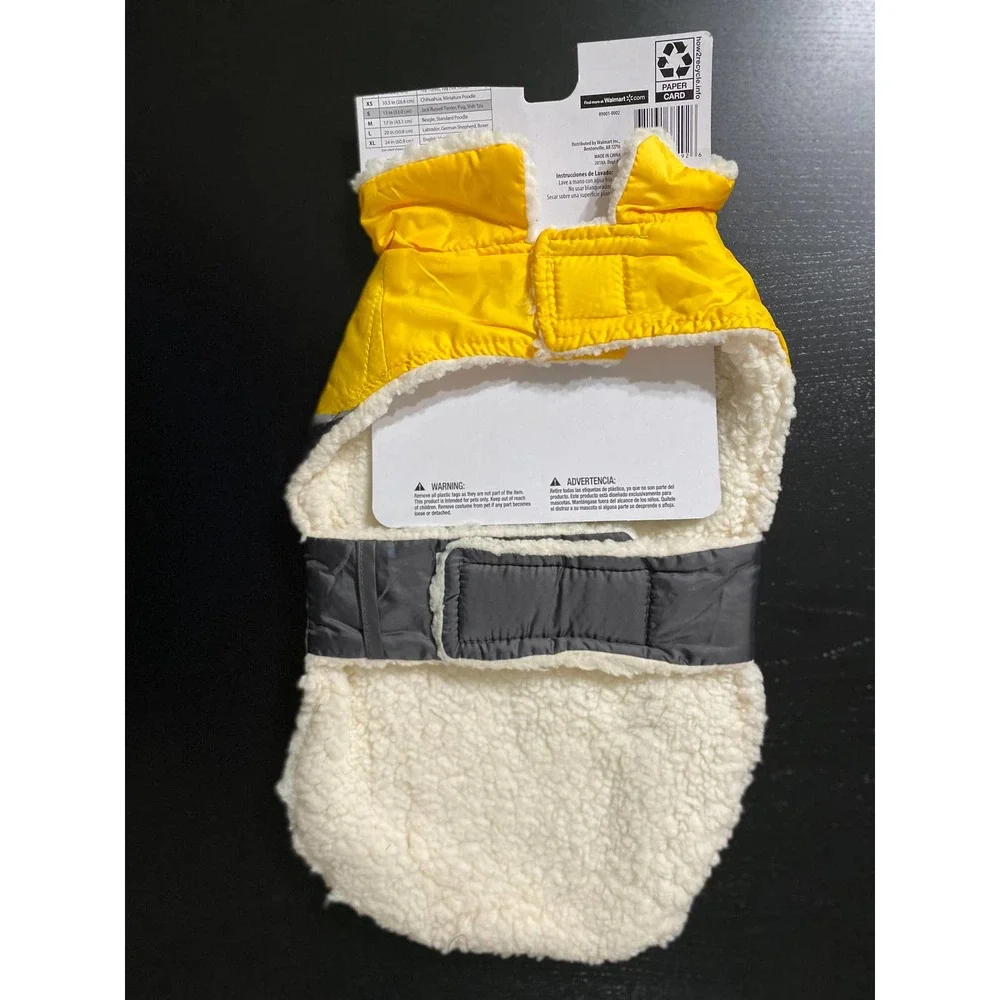 SOLD Fetchwear Yellow Pet Quilted Sherpa Lined Jacket Coat NEW - Picture 2 of 8
